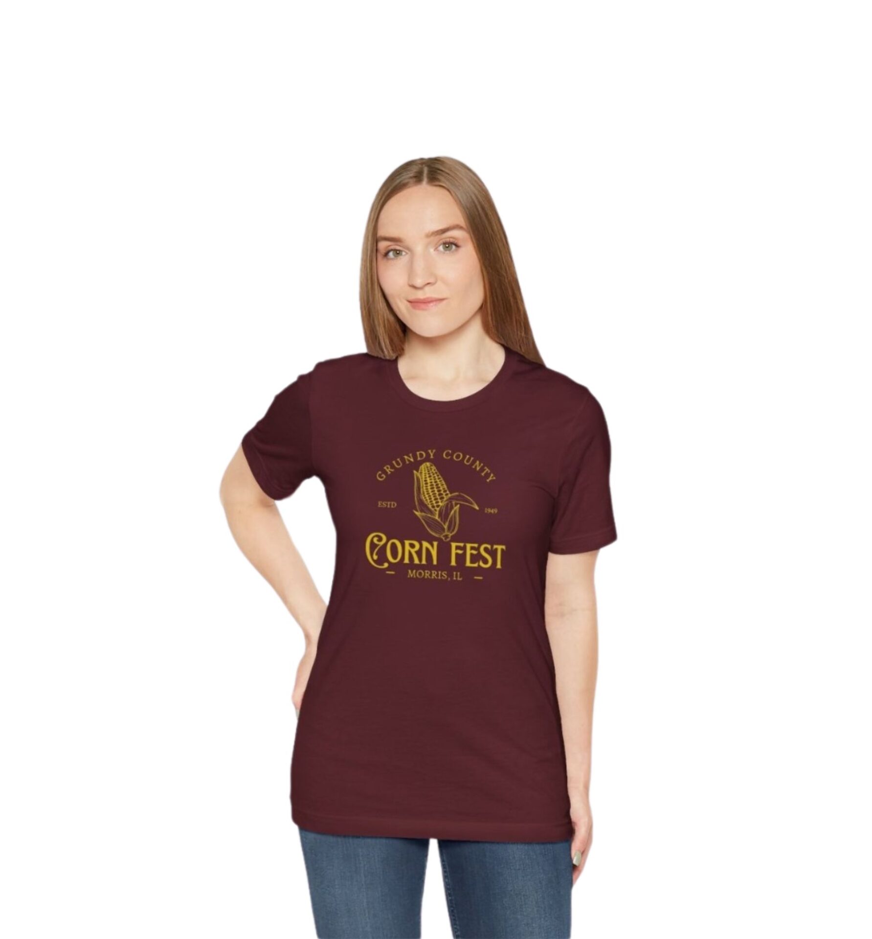 Grundy County Corn Fest maroon t-shirt