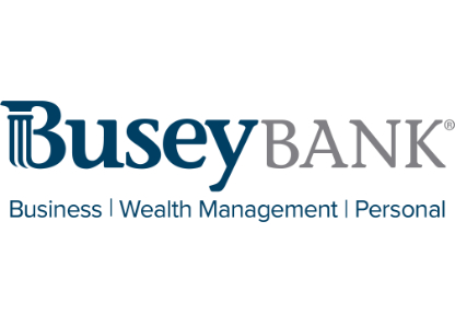 Busey Bank logo and services.