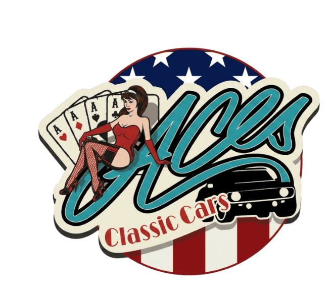 Retro Ace Classic Cars logo with pin-up woman