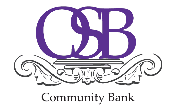 Purple OSB Community Bank logo with decorative scrollwork